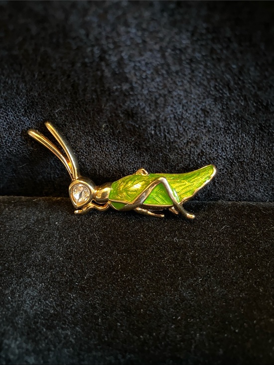 Swarovski Jewelry - swarovski Gold-Tone
Grasshopper Brooch pin with Green Enamel and Clear Stone
